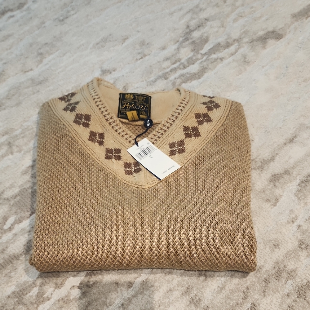 NWT Ralph Lauren Peter Millar Tan Argyle Men's Sweater